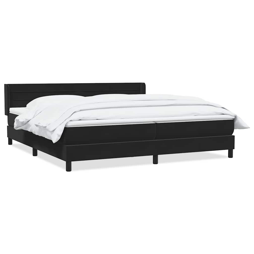 Giroletto a Molle con Materasso Nero 200x220 cm in Velluto