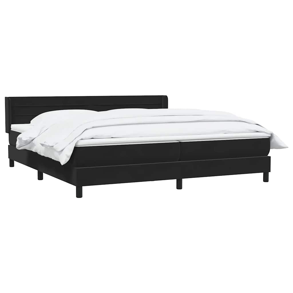 Giroletto a Molle con Materasso Nero 200x220 cm in Velluto