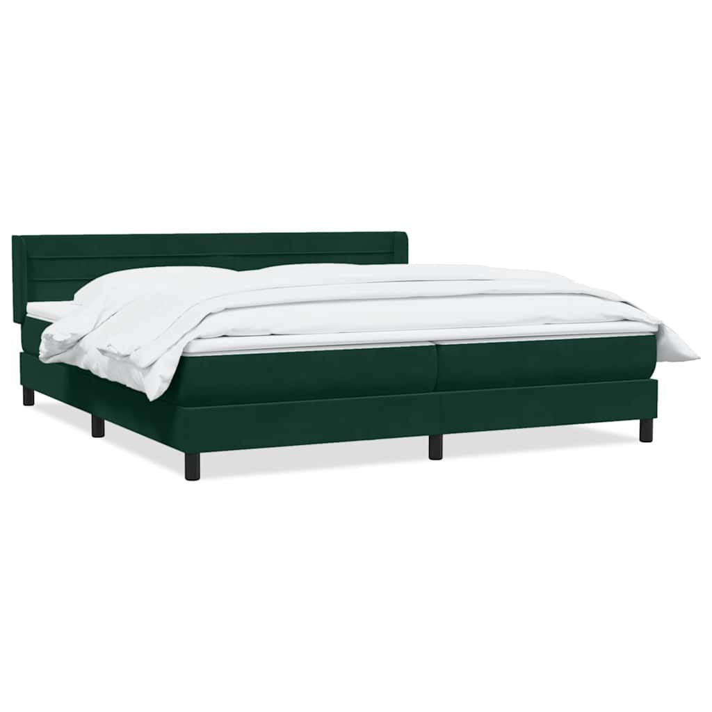 Giroletto a Molle con Materasso Verde Scuro 200x220 cm Velluto