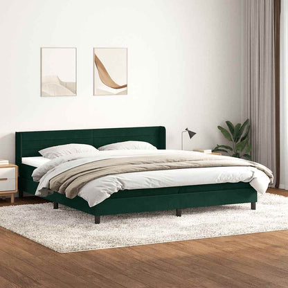 Giroletto a Molle con Materasso Verde Scuro 200x220 cm Velluto