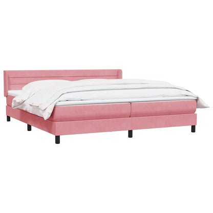 Giroletto a Molle con Materasso Rosa 200x220 cm in Velluto