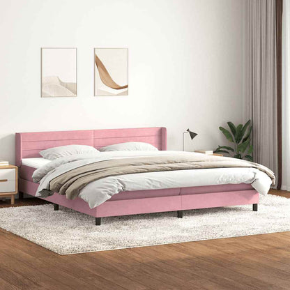 Giroletto a Molle con Materasso Rosa 200x220 cm in Velluto