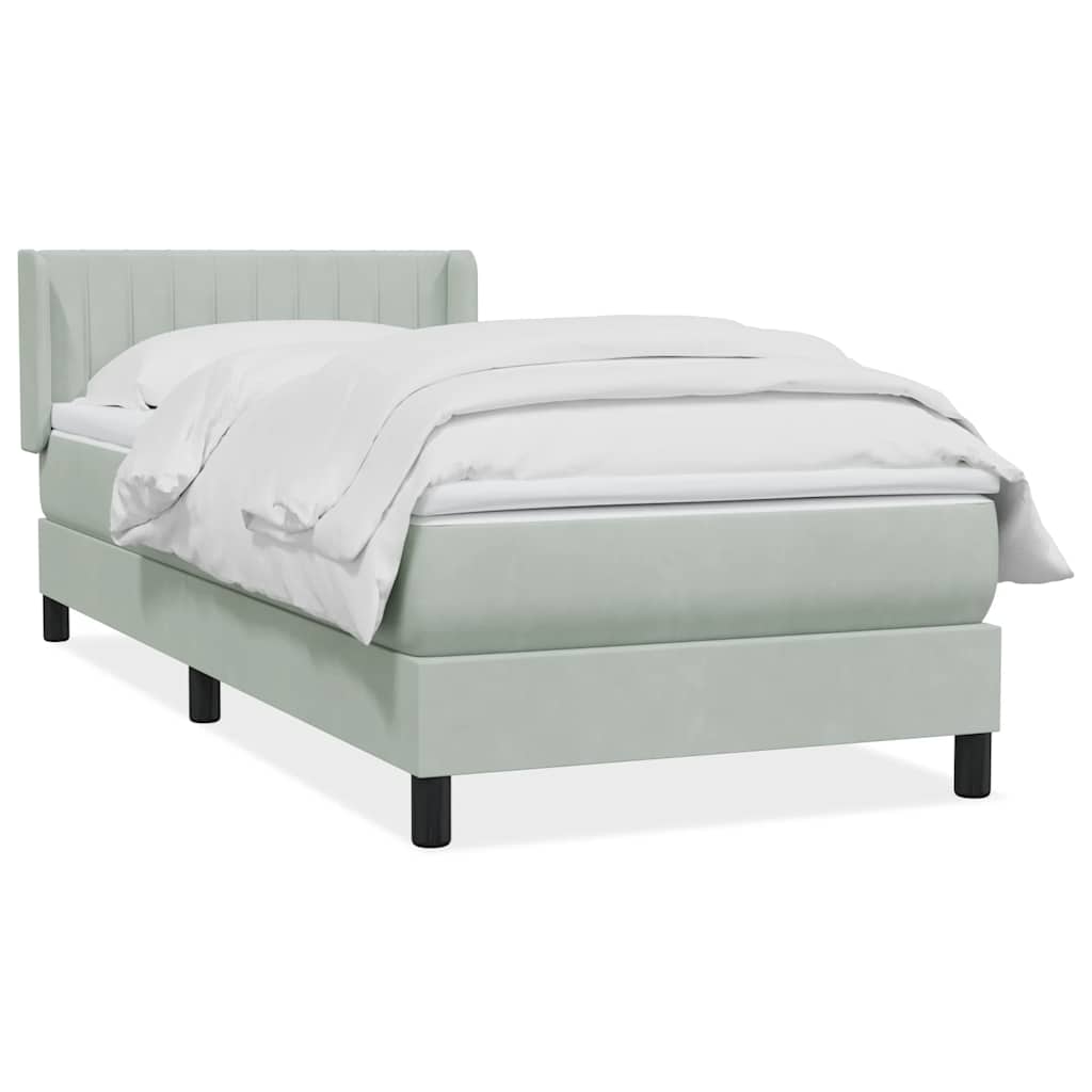 Giroletto a Molle con Materasso Grigio Chiaro 80x210 cm Velluto