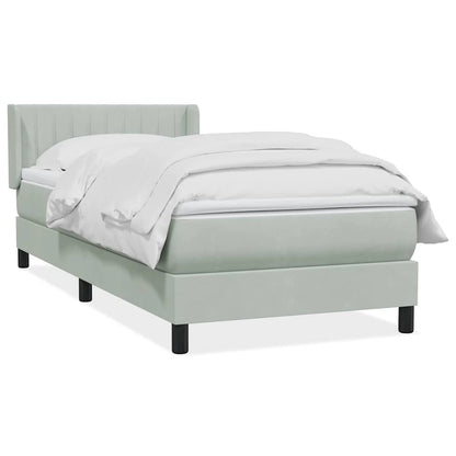 Giroletto a Molle con Materasso Grigio Chiaro 80x210 cm Velluto