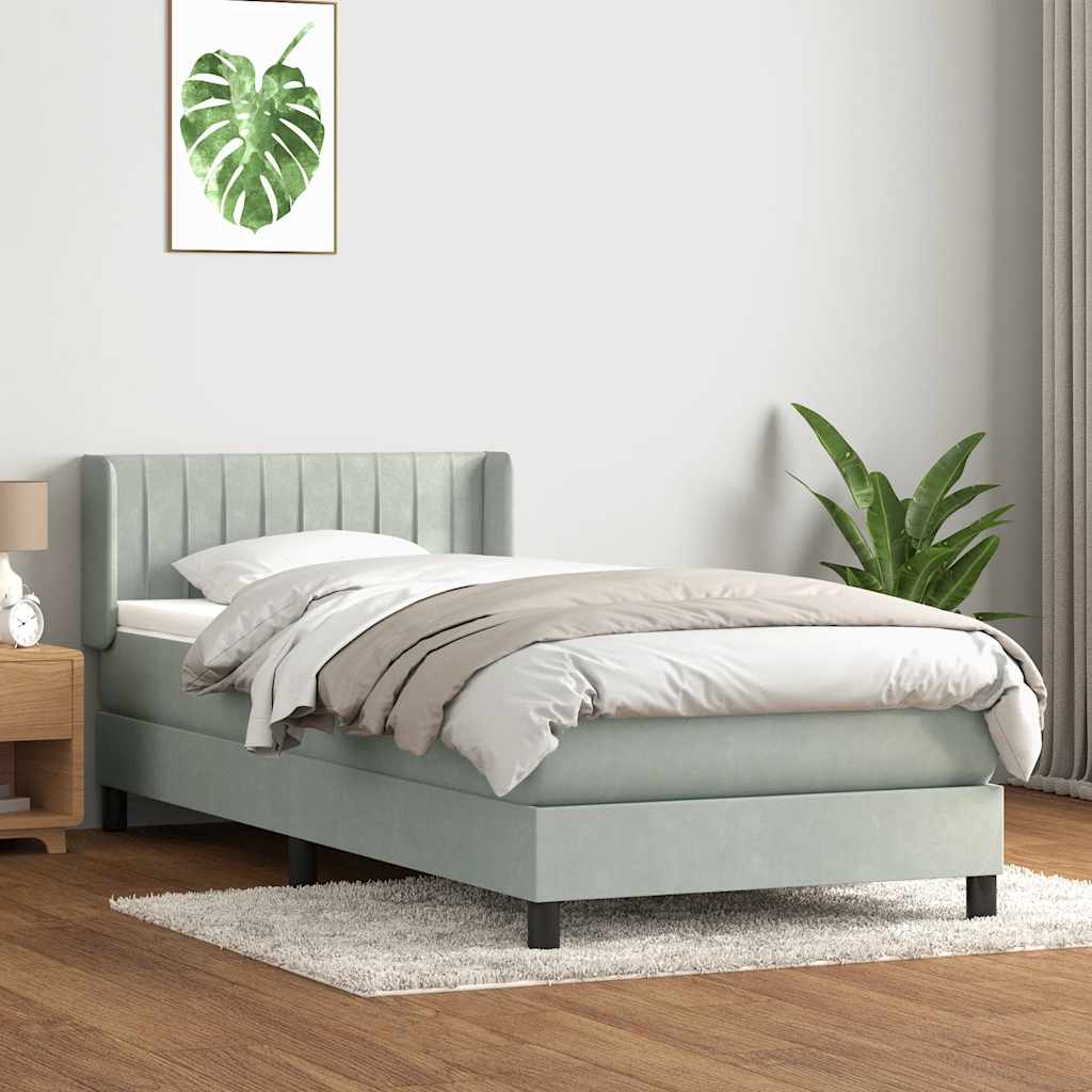Giroletto a Molle con Materasso Grigio Chiaro 80x210 cm Velluto