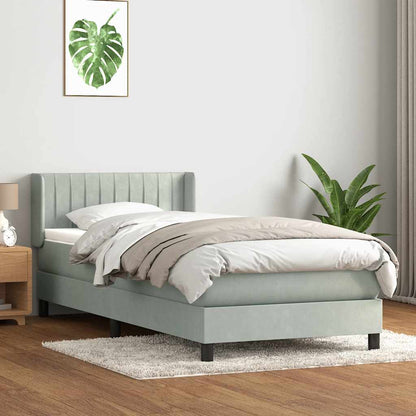 Giroletto a Molle con Materasso Grigio Chiaro 80x210 cm Velluto