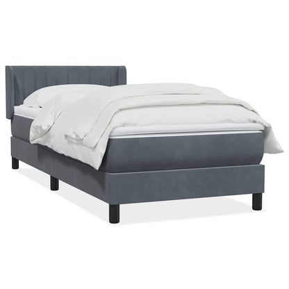 Giroletto a Molle con Materasso Grigio Scuro 80x210 cm Velluto