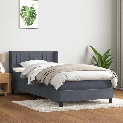 Giroletto a Molle con Materasso Grigio Scuro 80x210 cm Velluto