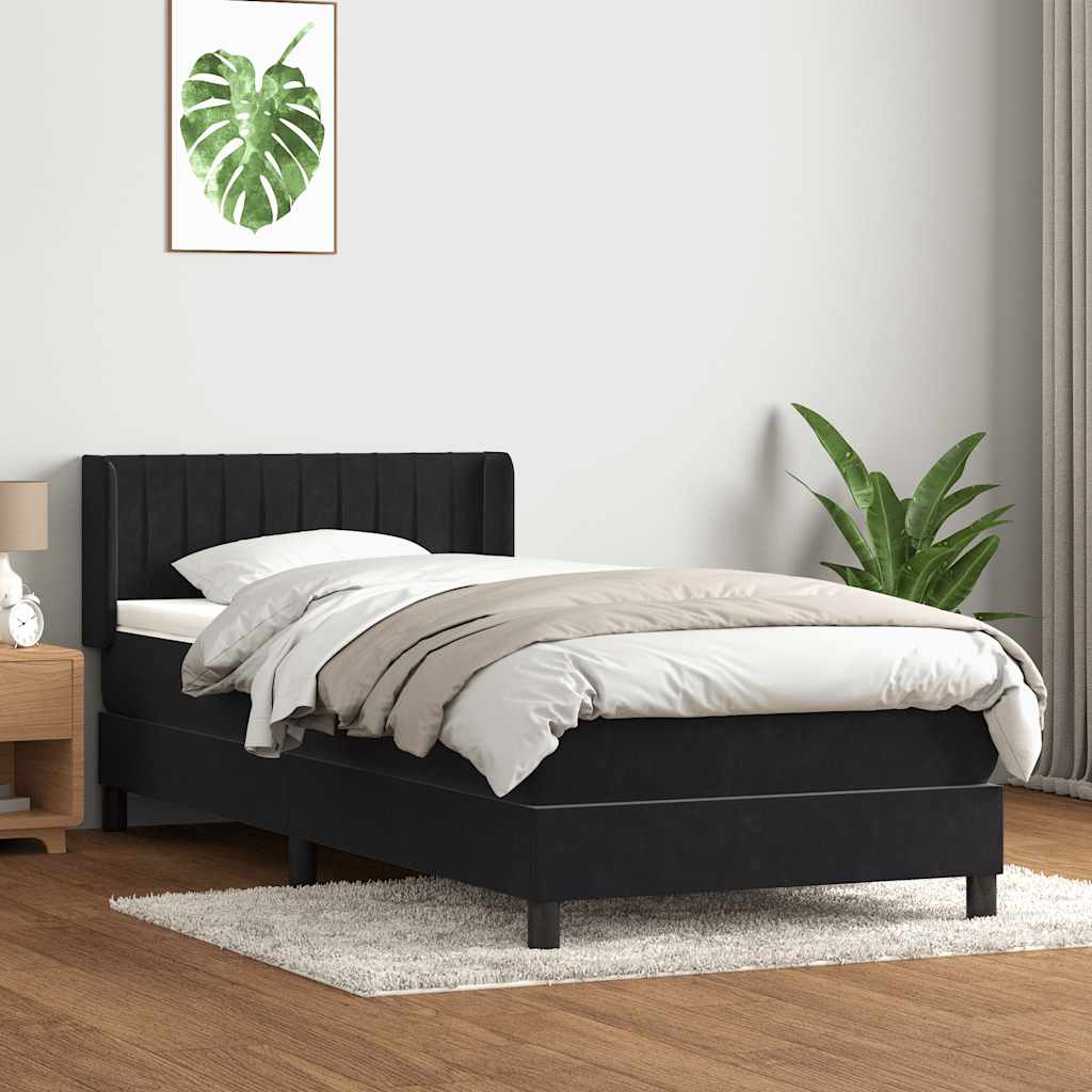 Giroletto a Molle con Materasso Nero 80x210 cm Velluto