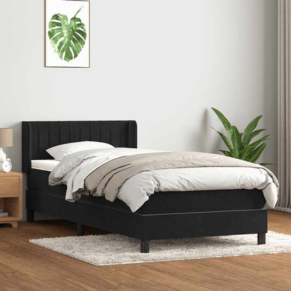 Giroletto a Molle con Materasso Nero 80x210 cm Velluto