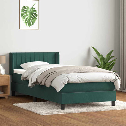 Giroletto a Molle con Materasso Verde Scuro 80x210 cm Velluto