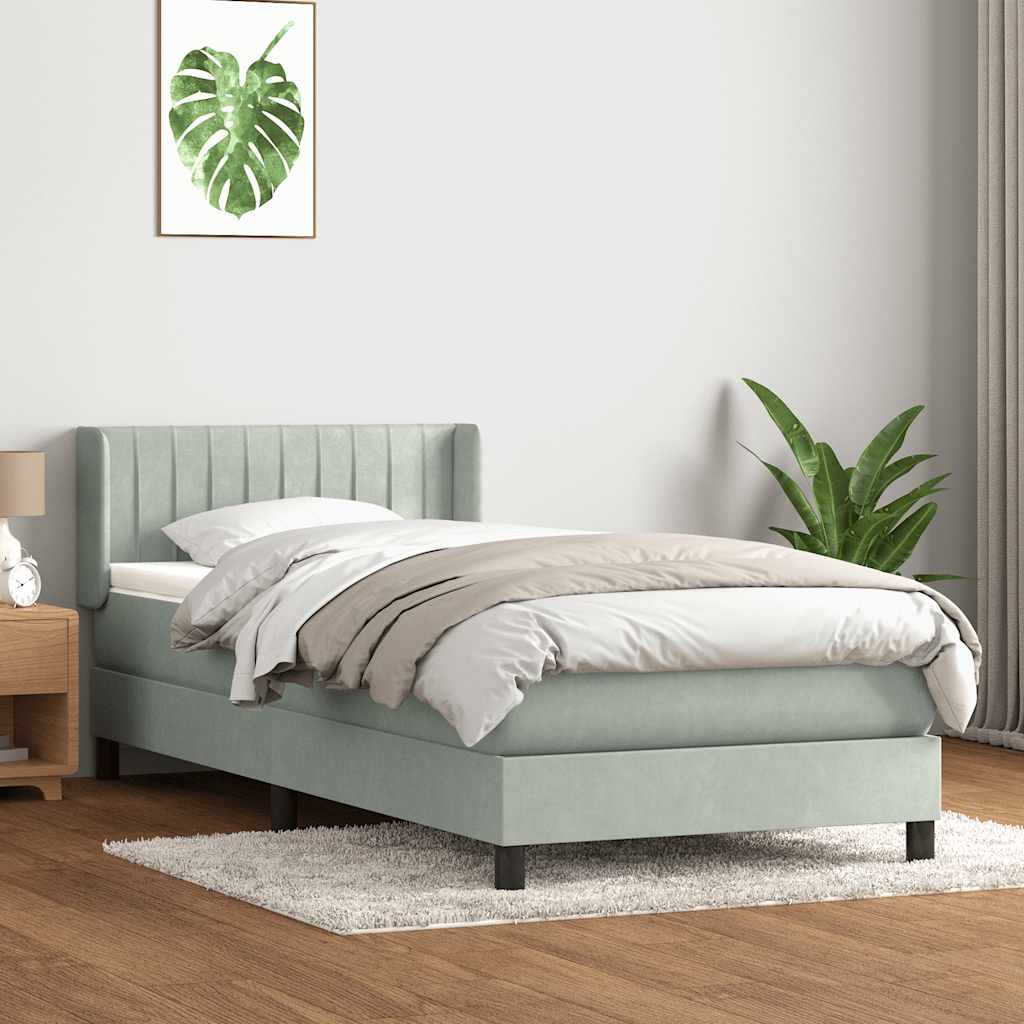Giroletto a Molle con Materasso grigio chiaro 90x210 cm Velluto