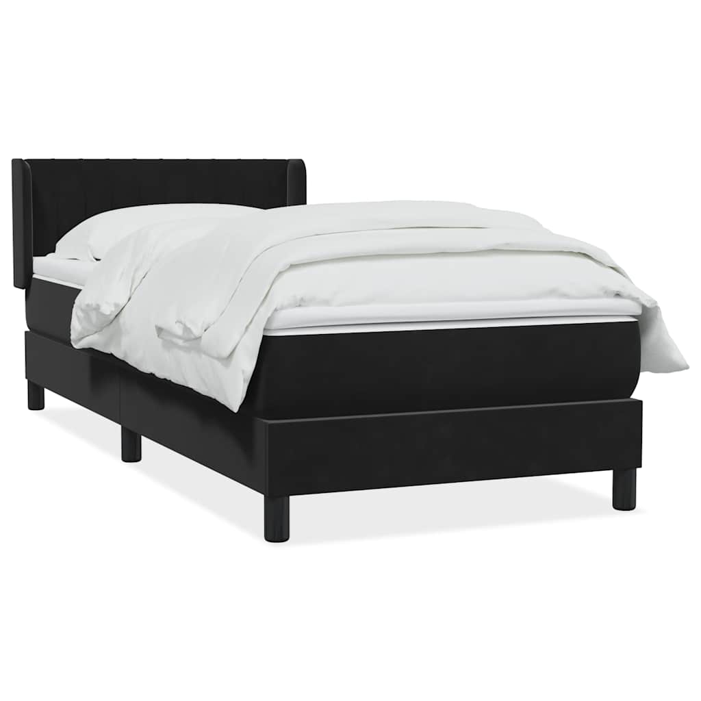 Giroletto a Molle con Materasso Nero 90x210 cm in Velluto