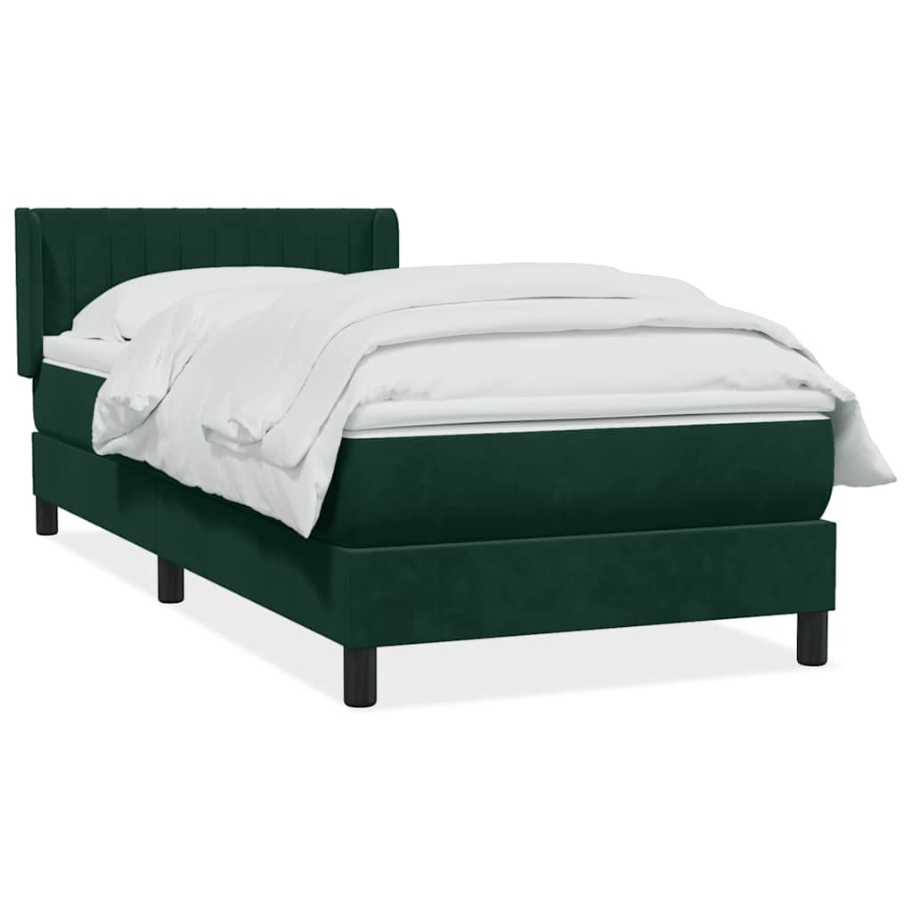 Giroletto a Molle con Materasso Verde Scuro 90x210 cm Velluto