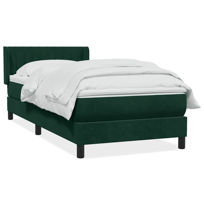 Giroletto a Molle con Materasso Verde Scuro 90x210 cm Velluto