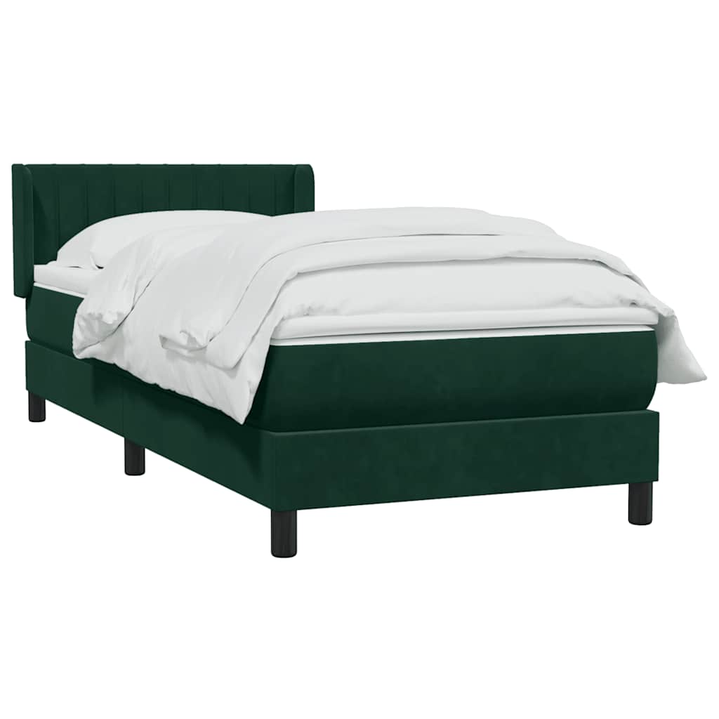 Giroletto a Molle con Materasso Verde Scuro 90x210 cm Velluto