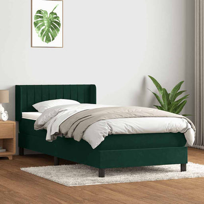Giroletto a Molle con Materasso Verde Scuro 90x210 cm Velluto