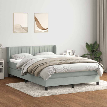 Giroletto a Molle con Materasso Grigio Chiaro 140x210cm Velluto
