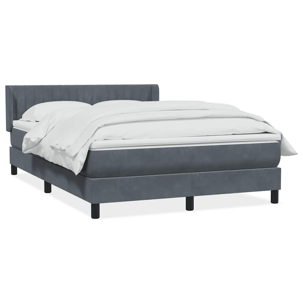 Giroletto a Molle con Materasso Grigio Scuro 140x210 cm Velluto