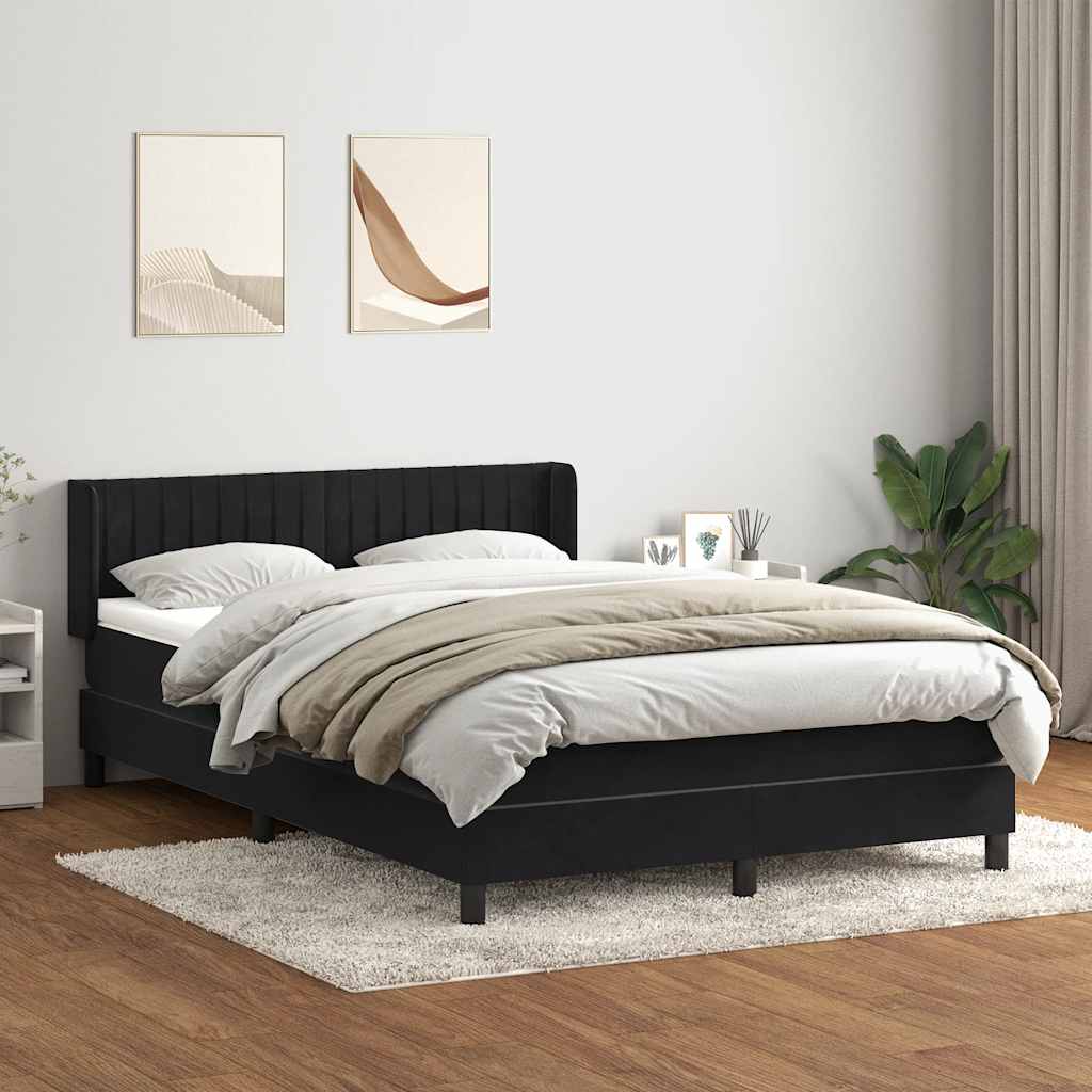 Giroletto a Molle con Materasso Nero 140x210 cm in Velluto