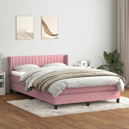 Giroletto a Molle con Materasso Rosa 140x210 cm in Velluto