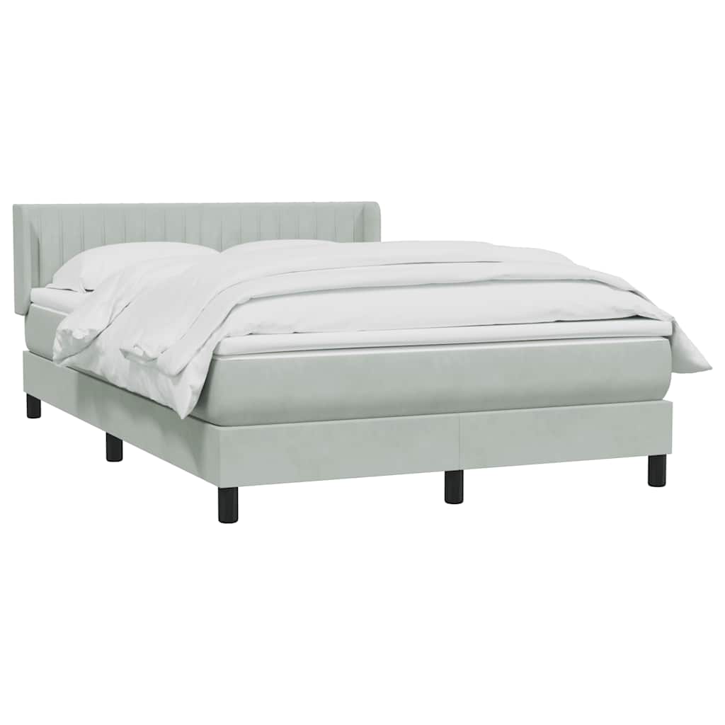 Giroletto a Molle con Materasso Grigio Chiaro 160x210cm Velluto