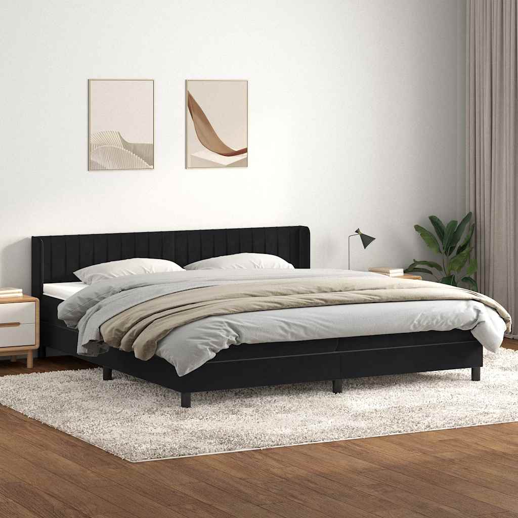 Giroletto a Molle con Materasso Nero 180x210 cm in Velluto