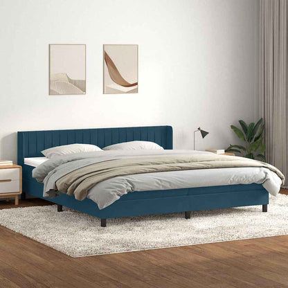 Giroletto a Molle con Materasso Blu Scuro 180x210 cm in Velluto