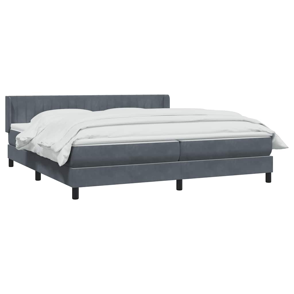 Giroletto a Molle con Materasso Grigio Scuro 200x210 cm Velluto