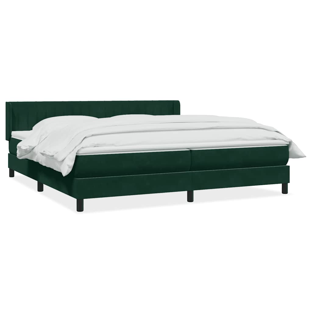 Giroletto a Molle con Materasso Verde Scuro 200x210 cm Velluto