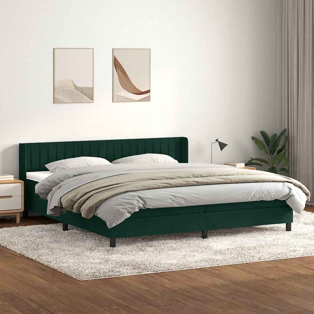 Giroletto a Molle con Materasso Verde Scuro 200x210 cm Velluto