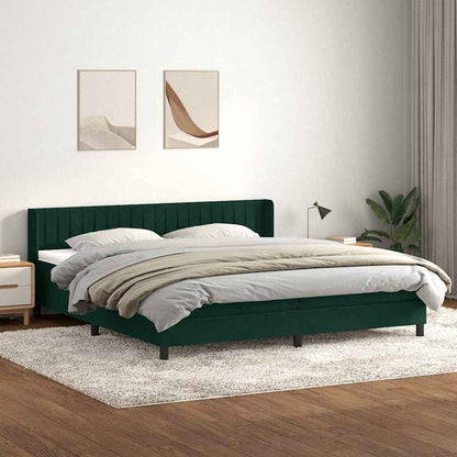 Giroletto a Molle con Materasso Verde Scuro 200x210 cm Velluto