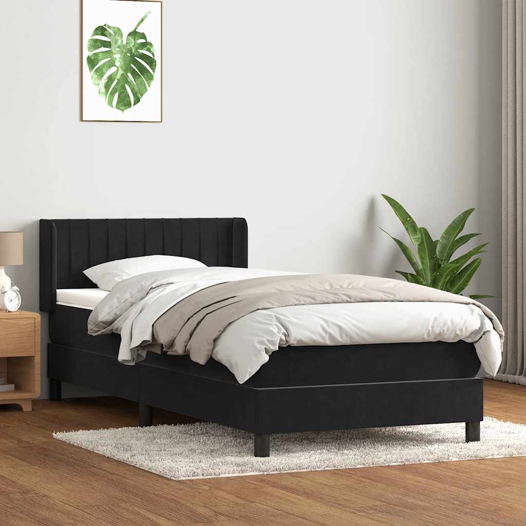 Giroletto a Molle con Materasso Nero 100x220 cm in Velluto