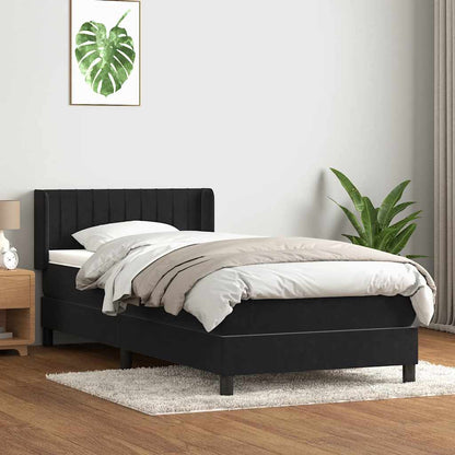 Giroletto a Molle con Materasso Nero 100x220 cm in Velluto