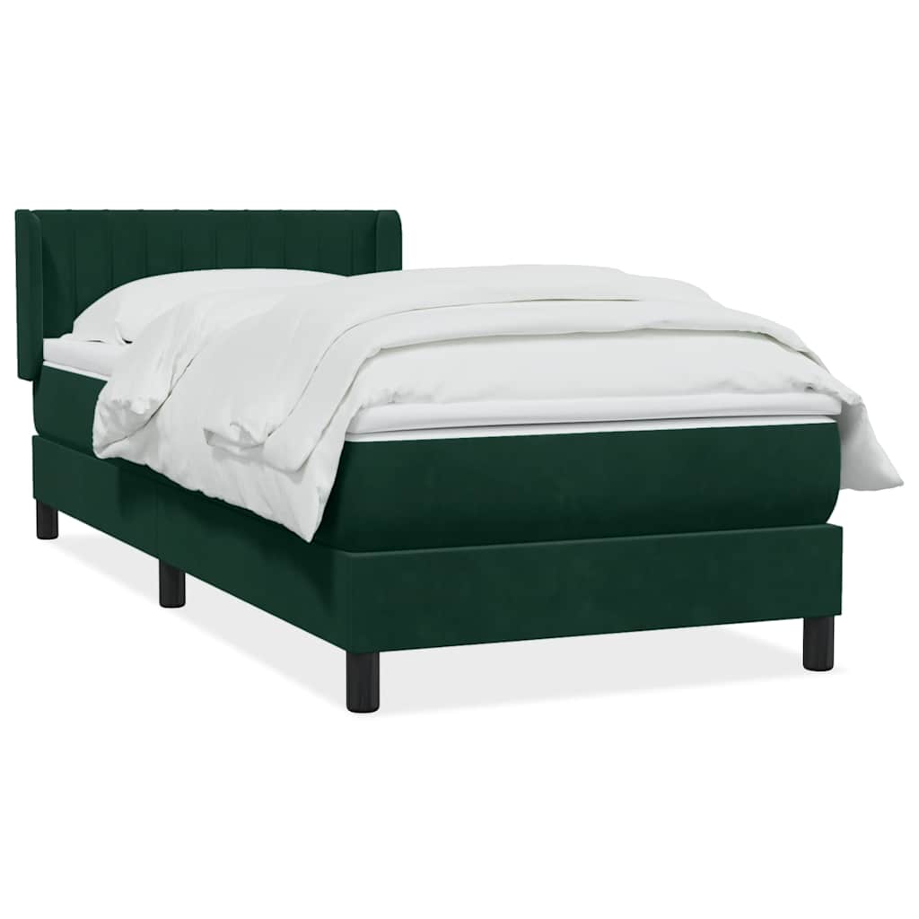 Giroletto a Molle con Materasso Verde Scuro 100x220 cm Velluto