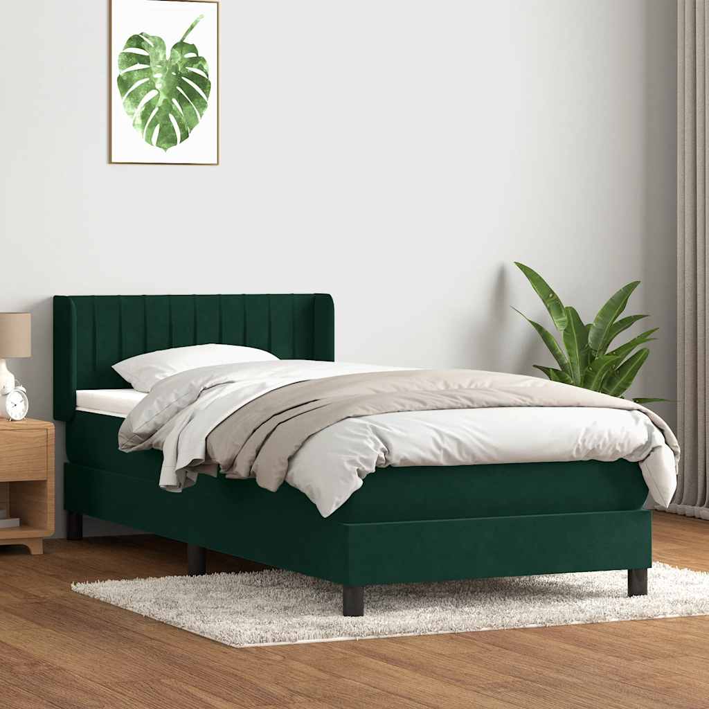 Giroletto a Molle con Materasso Verde Scuro 100x220 cm Velluto