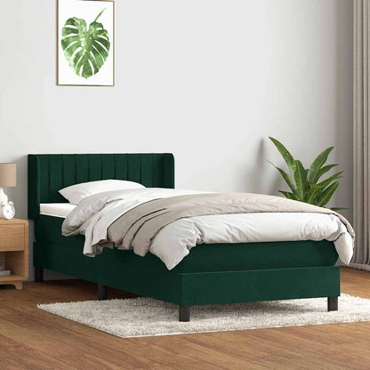 Giroletto a Molle con Materasso Verde Scuro 100x220 cm Velluto