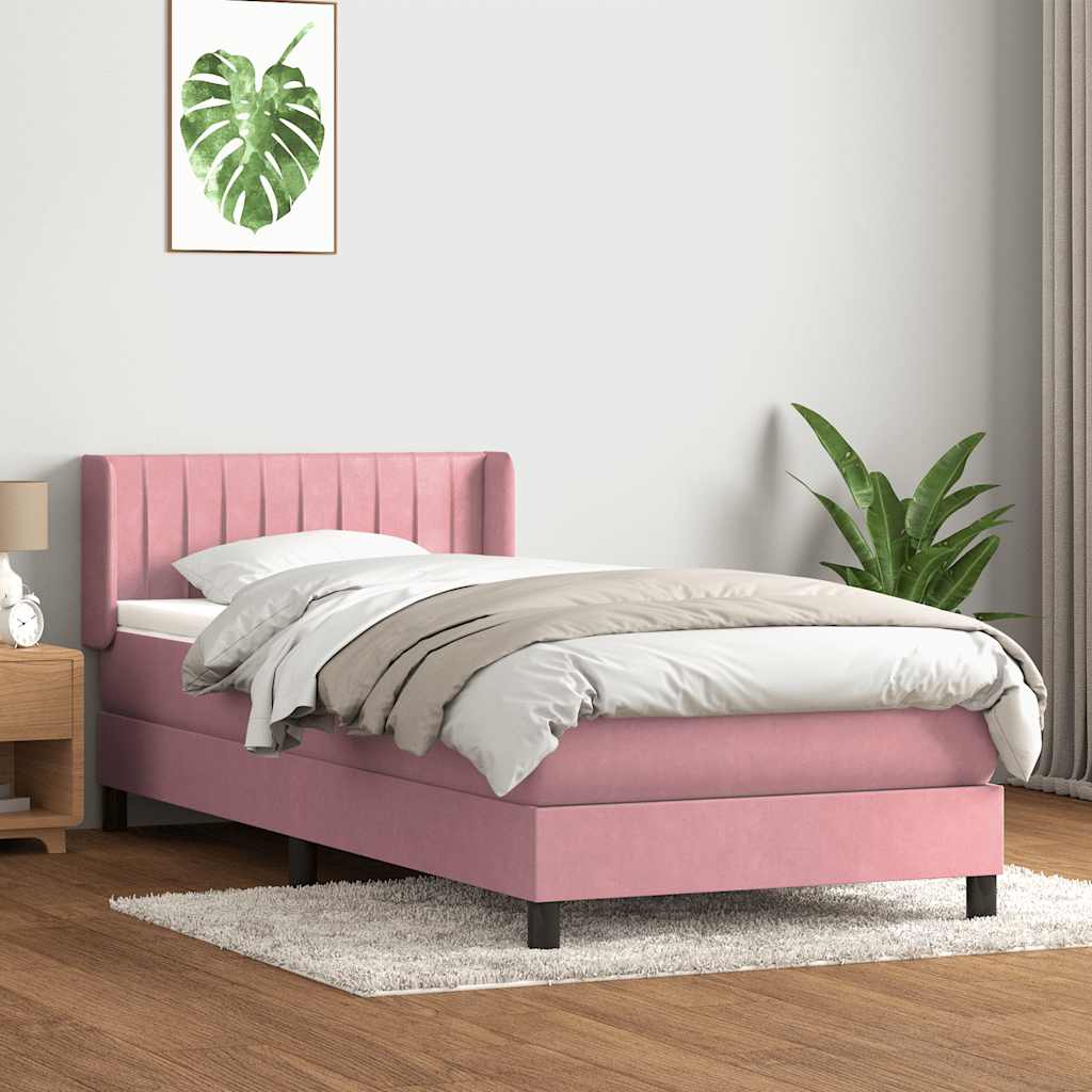 Giroletto a Molle con Materasso Rosa 100x220 cm in Velluto