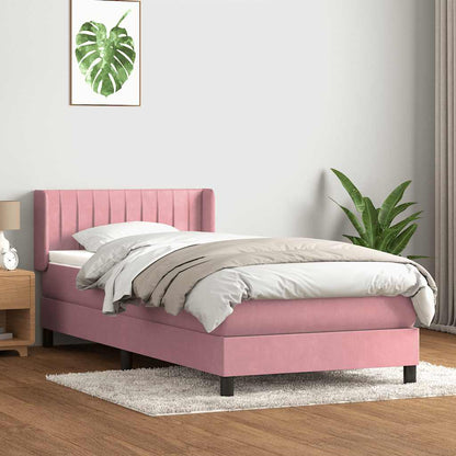Giroletto a Molle con Materasso Rosa 100x220 cm in Velluto