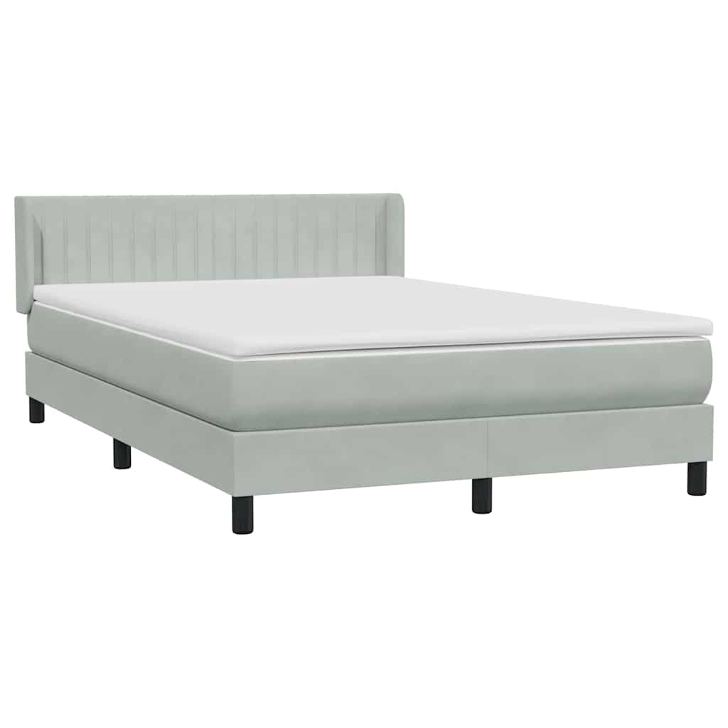 Giroletto a Molle con Materasso Grigio Chiaro 140x220cm Velluto