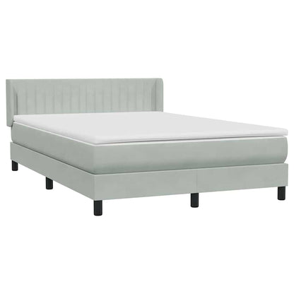 Giroletto a Molle con Materasso Grigio Chiaro 140x220cm Velluto