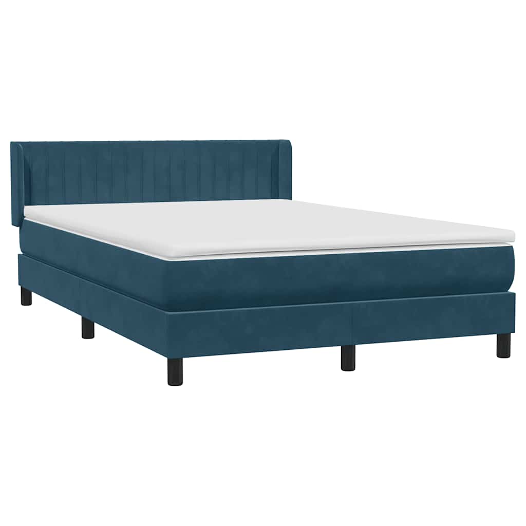 Giroletto a Molle con Materasso Blu Scuro 140x220 cm Velluto