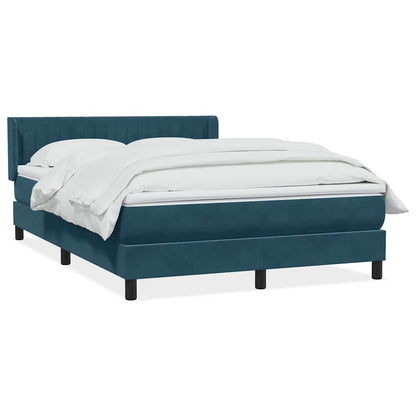 Giroletto a Molle con Materasso Blu Scuro 140x220 cm Velluto