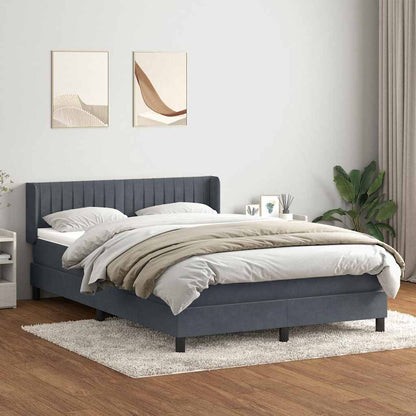Giroletto a Molle con Materasso Grigio Scuro 160x220 cm Velluto