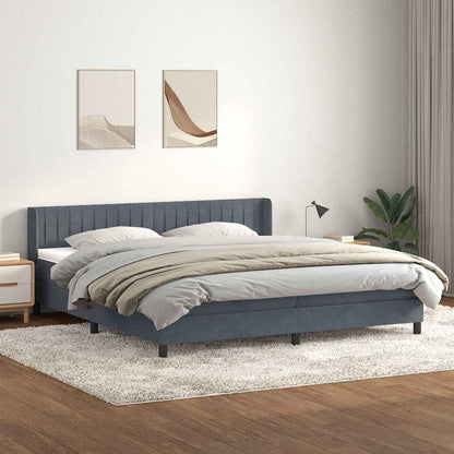 Giroletto a Molle con Materasso Grigio Scuro 180x220 cm Velluto