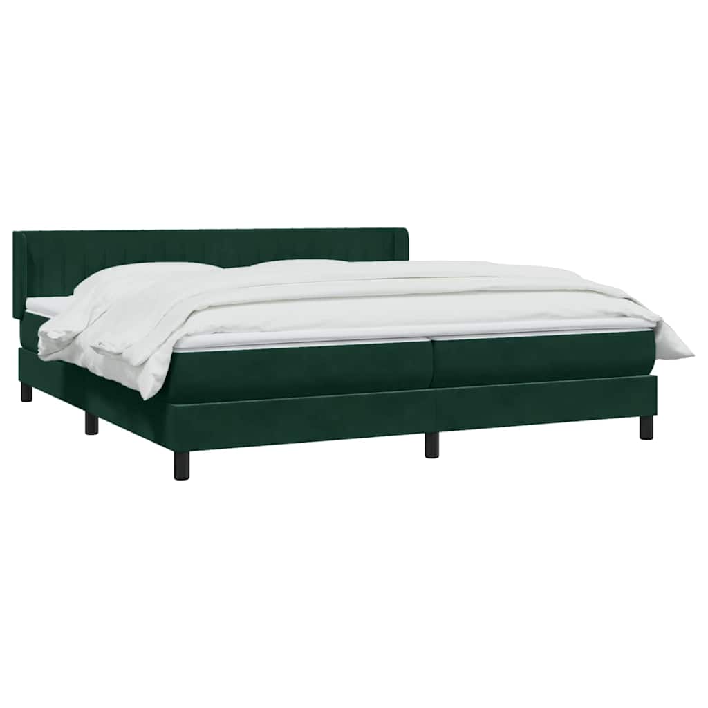 Giroletto a Molle con Materasso Verde Scuro 180x220 cm Velluto