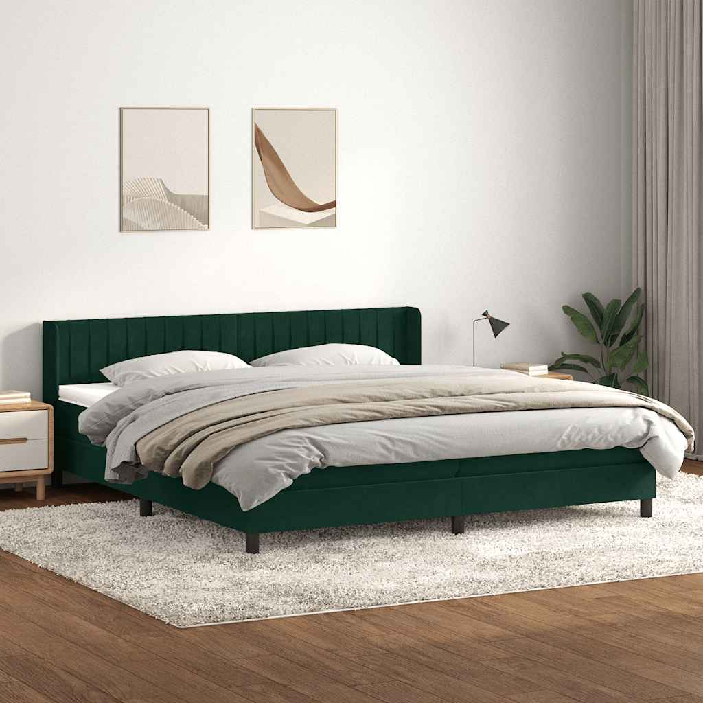 Giroletto a Molle con Materasso Verde Scuro 180x220 cm Velluto