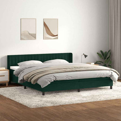 Giroletto a Molle con Materasso Verde Scuro 180x220 cm Velluto