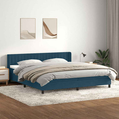 Giroletto a Molle con Materasso Blu Scuro 180x220 cm Velluto