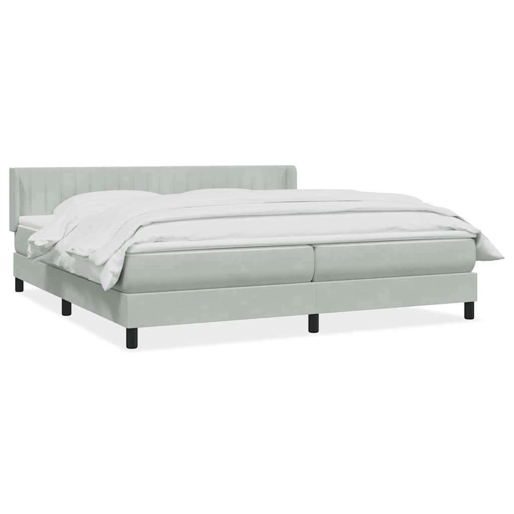 Giroletto a Molle con Materasso Grigio Chiaro 200x220cm Velluto
